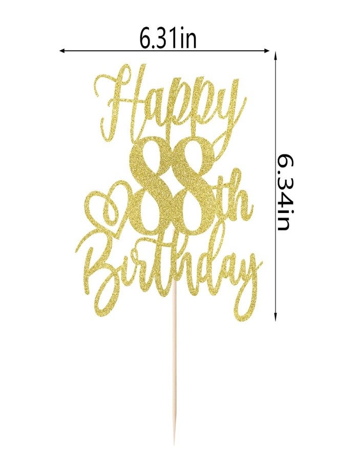 YUINYO Glitter Happy 88th Birthday Cake Topper,Cheers to 88 Years,happy 88th Birthday Cake Topper,88th Anniversary Cake Topper, men and women 88years old happy birthday Party Decoration(88th Gold) - Image 2